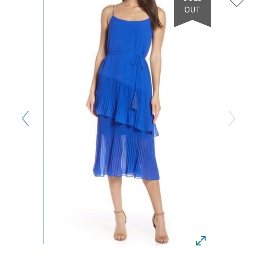 Ruffle tie waist midi dress nwt